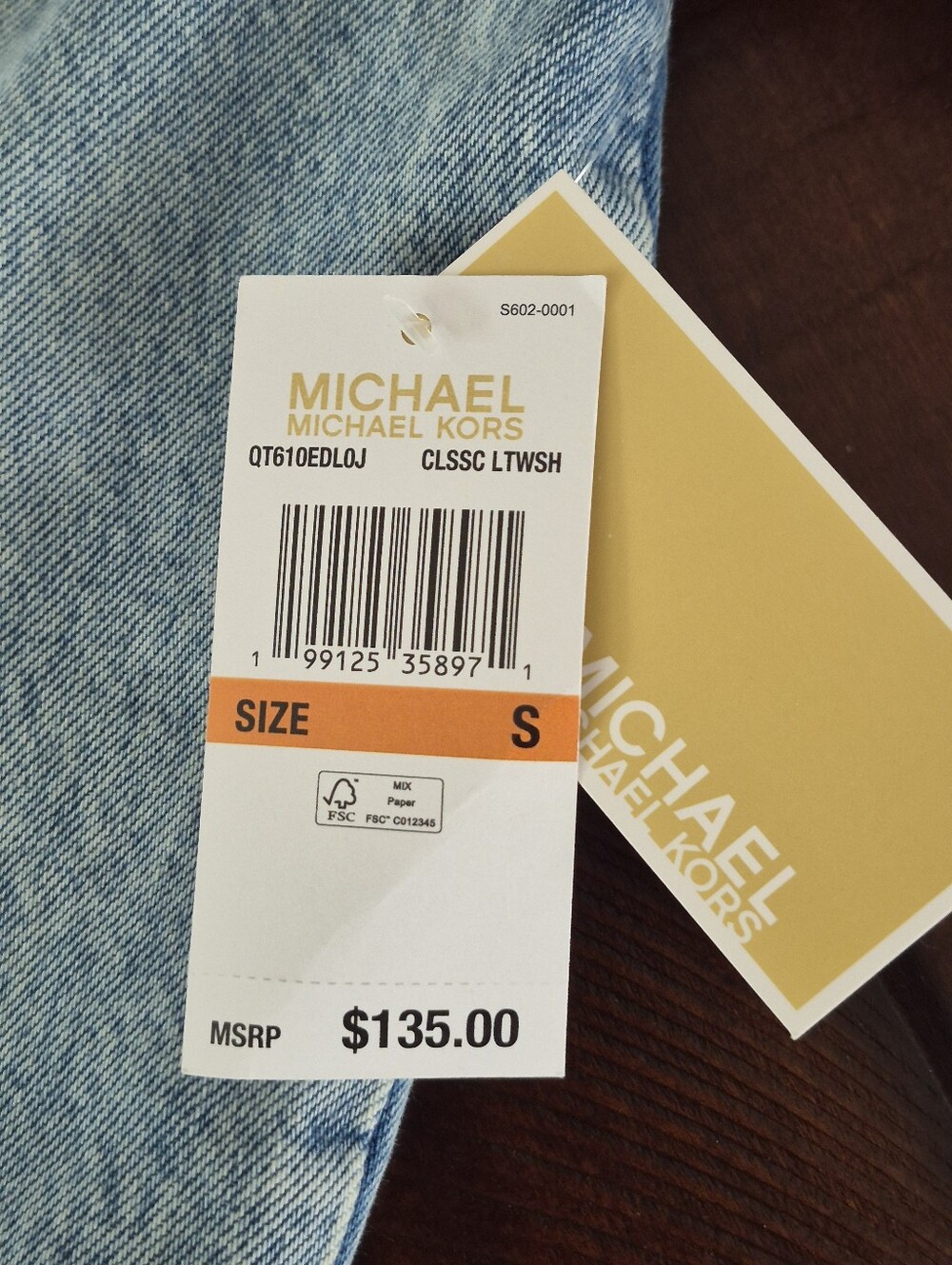 NWT Michael Kors Light Blue Denim Jacket with Grommet Detail - Size Small - Picture 4 of 4